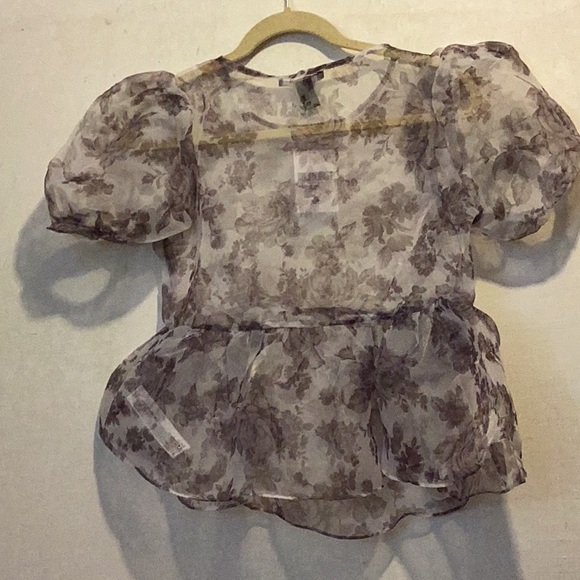 2/$15 NWT Forever 21 Sheer Smokey Rose Peplum Top Size S - Picture 5 of 5